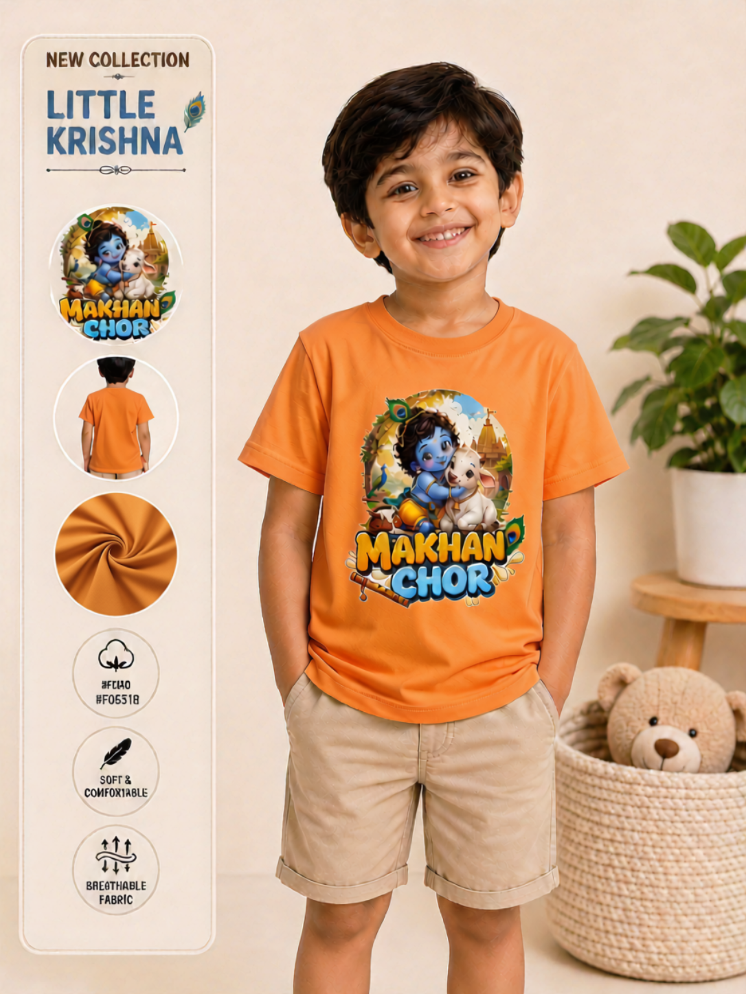 Makhan Chor - Little Krishna Boys T-Shirt